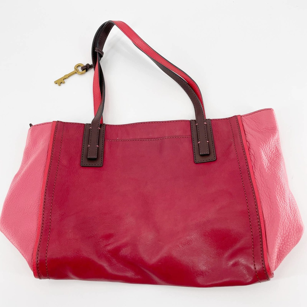 Fossil Cowhide Leather Tote Red